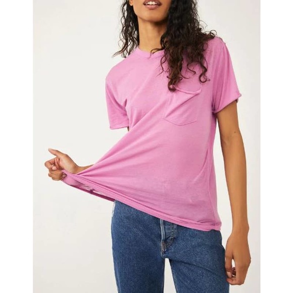 Free People Tops - Free People Pink Plum Short Sleeve Vella T-Shirt NWT Size XL
